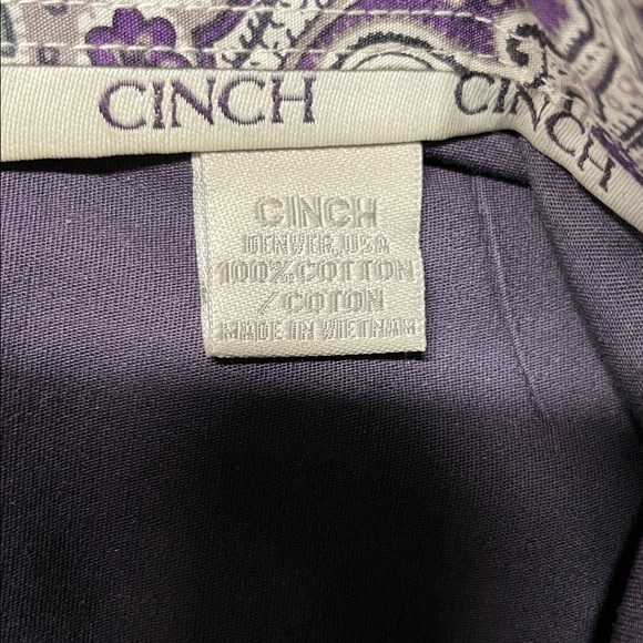 Cinch Rich Purple Shirt with Logo Men’s Size M All Cotton - Picture 4 of 5